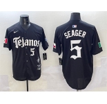 Men's Texas Rangers #5 Corey Seager Black Mexico 2025 Vapor Premier Limited Stitched Baseball JerseyMen's Texas Rangers #5 Corey Seager Black Mexico 2025 V