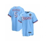 Men's Texas Rangers #5 Corey Seager Blue 2023 World Series Stitched Baseball Jersey