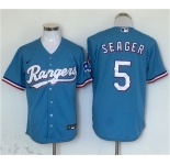 Men's Texas Rangers #5 Corey Seager Blue With Patch Cool Base Stitched Jersey