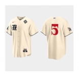 Men's Texas Rangers #5 Corey Seager Cream 2023 World Series City Connect Stitched Baseball Jersey