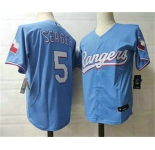 Men's Texas Rangers #5 Corey Seager Light Blue Stitched MLB Cool Base Nike Jersey