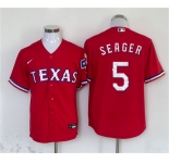 Men's Texas Rangers #5 Corey Seager Red With Patch Cool Base Stitched Baseball Jersey