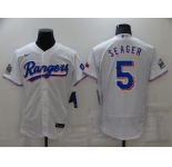 Men's Texas Rangers #5 Corey Seager White Stitched MLB Flex Base Nike Jersey