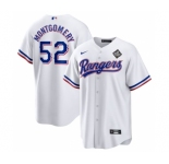 Men's Texas Rangers #52 Jordan Montgomery White 2023 World Series Stitched Baseball Jersey