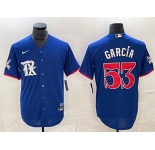 Men's Texas Rangers #53 Adolis García Royal City Connect Stitched Baseball Jersey