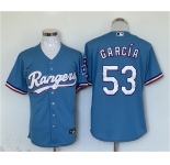 Men's Texas Rangers #53 Adolis Garcia Blue With Patch Cool Base Stitched Jersey