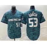 Men's Texas Rangers #53 Adolis Garcia Number Teal 2023 All Star Stitched Baseball Jersey