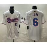 Men's Texas Rangers #6 Josh Jung Number White 2024 Gold Collection Limited Cool Base Jersey