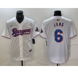 Men's Texas Rangers #6 Josh Jung White 2023 World Series Champions Cool Base Jersey