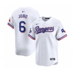 Men's Texas Rangers #6 Josh Jung White 2023 World Series Champions Stitched Baseball Jersey