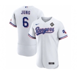 Men's Texas Rangers #6 Josh Jung White 2023 World Series Flex Base Stitched Baseball Jersey