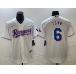 Men's Texas Rangers #6 Josh Jung White With Patch Cool Base Stitched Baseball Jersey