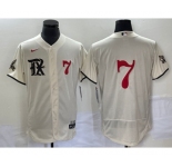 Men's Texas Rangers #7 Ivan Rodriguez Number Cream 2023 City Connect Flex Base Stitched Baseball Jersey