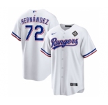 Men's Texas Rangers #72 Jonathan Hernández White 2023 World Series Stitched Baseball Jersey