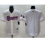 Men's Texas Rangers Bank White 2023 World Series Champions Cool Base Jersey