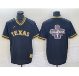 Men's Texas Rangers Black 2023 World Series Champions Big Logo Cool Base Stitched Baseball Jersey
