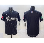 Men's Texas Rangers Blank Black Mexico 2025 Vapor Premier Limited Stitched Baseball Jersey