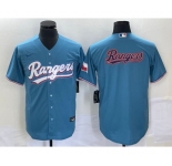 Men's Texas Rangers Blank Light Blue Stitched Cool Base Nike Jersey 1