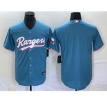 Men's Texas Rangers Blank Light Blue Stitched Cool Base Nike Jersey
