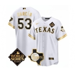 Men's Texas Rangers & Cowboys #53 Adolis García White 2023 World Series Splite Stitched Baseball Jersey