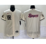 Men's Texas Rangers Cream Team Big Logo 2023 City Connect Flex Base Stitched Baseball Jersey