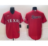 Men's Texas Rangers Red Team Big Logo With Patch Cool Base Stitched Baseball Jersey