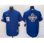 Men's Texas Rangers Royal 2023 World Series Champions Big Logo Cool Base Stitched Baseball Jerseys