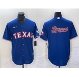 Men's Texas Rangers Royal Team Big Logo With Patch Cool Base Stitched Baseball Jersey