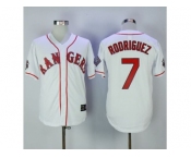 Texas Rangers #7 Ivan Rodriguez White Throwback Stitched MLB Jersey