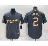 Men's Minnesota Twins #2 Luis Arraez Charcoal 2022 All-Star Cool Base Stitched Baseball Jersey