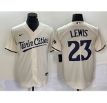 Men's Minnesota Twins #23 Royce Lewis Cream Cool Base Stitched Baseball Jersey