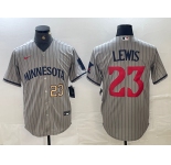 Men's Minnesota Twins #23 Royce Lewis Number 2023 Grey Home Team Cool Base Stitched Jersey