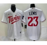 Men's Minnesota Twins #23 Royce Lewis White Red Stitched MLB Cool Base Nike Jersey