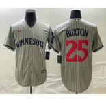 Men's Minnesota Twins #25 Byron Buxton 2023 Grey Home Team Cool Base Stitched Jersey