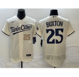 Men's Minnesota Twins #25 Byron Buxton Number 2023 Cream Flex Base Stitched Jersey
