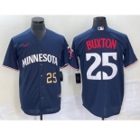 Men's Minnesota Twins #25 Byron Buxton Number 2023 Navy Blue Cool Base Stitched Jersey