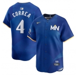 Men's Minnesota Twins #4 Carlos Correa Royal 2024 City Connect Limited Stitched Baseball Jersey