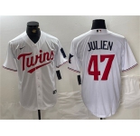 Men's Minnesota Twins #47 Edouard Julien White Cool Base Stitched Jerseys