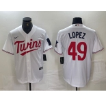 Men's Minnesota Twins #49 Pablo Lopez White Stitched MLB Cool Base Nike Jersey