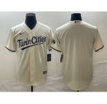 Men's Minnesota Twins Blank Cream Cool Base Stitched Baseball Jersey