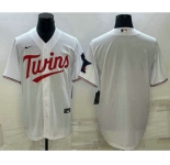 Men's Minnesota Twins Blank White Red Stitched MLB Cool Base Nike Jersey