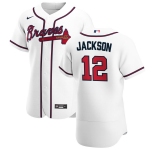 Atlanta Braves #12 Alex Jackson Men's Nike White Home 2020 Authentic Player MLB JerseyAtlanta Braves #12 Alex Jackson Men's Nike White Home 2020 Authentic 