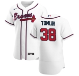 Atlanta Braves #38 Josh Tomlin Men's Nike White Home 2020 Authentic Player MLB Jersey