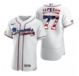 Atlanta Braves #77 Luke Jackson Men's Nike White Fluttering USA Flag Limited Edition Authentic MLB Jersey