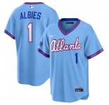 Men's Atlanta Braves #1 Ozzie Albies Powder Blue 2026 City Connect Stadium Stitched Baseball Jersey
