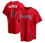 Men's Atlanta Braves #1 Ozzie Albies Red Cool Base Stitched Jersey