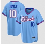 Men's Atlanta Braves #10 Chipper Jones Powder Blue 2026 City Connect Stadium Stitched Baseball Jersey