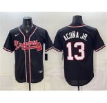 Men's Atlanta Braves #13 Ronald Acuna Jr. 2026 Fashion Black Out Stitched Baseball Jersey