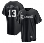 Men's Atlanta Braves #13 Ronald Acuna Jr. Black Lights Out Limited Stitched Baseball Jersey