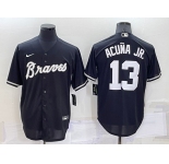 Men's Atlanta Braves #13 Ronald Acuna Jr Black Turn Back The Clock Stitched Cool Base Jersey